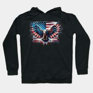 Eagle and the American flag; red white blue; American; America; USA; United states; US; patriotic; 4th July; fourth of July; independence day; celebrate; proud; stars and stripes; American flag; American eagle; Hoodie